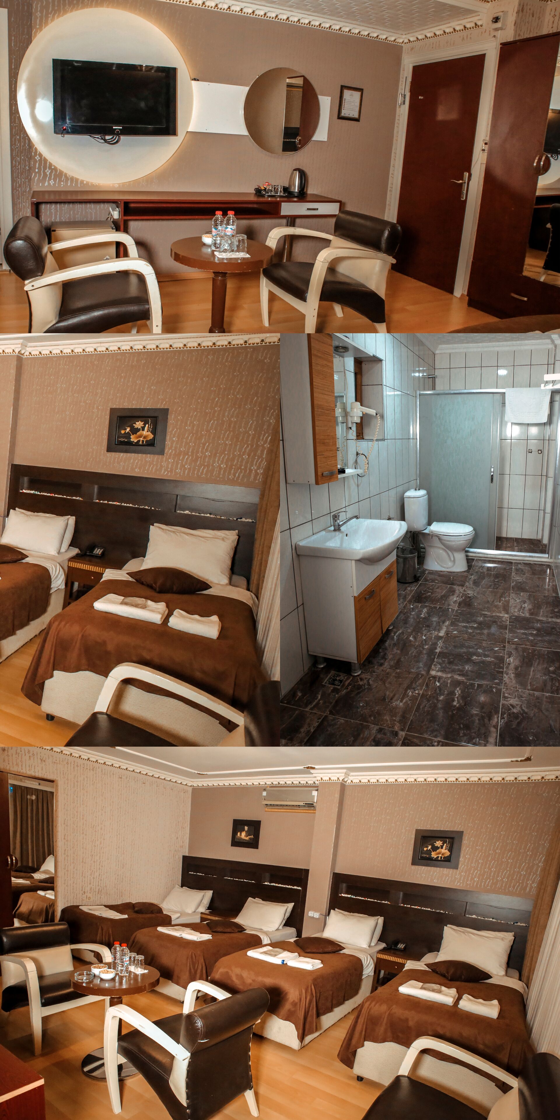 Værelse til 4 personer | Opholdsområde | 36-tommers fladskærms-tv med satellitkanaler