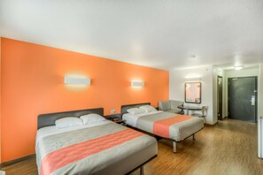 Standard Room, 2 Queen Beds, Non Smoking | Desk, laptop workspace, free cribs/infant beds, rollaway beds