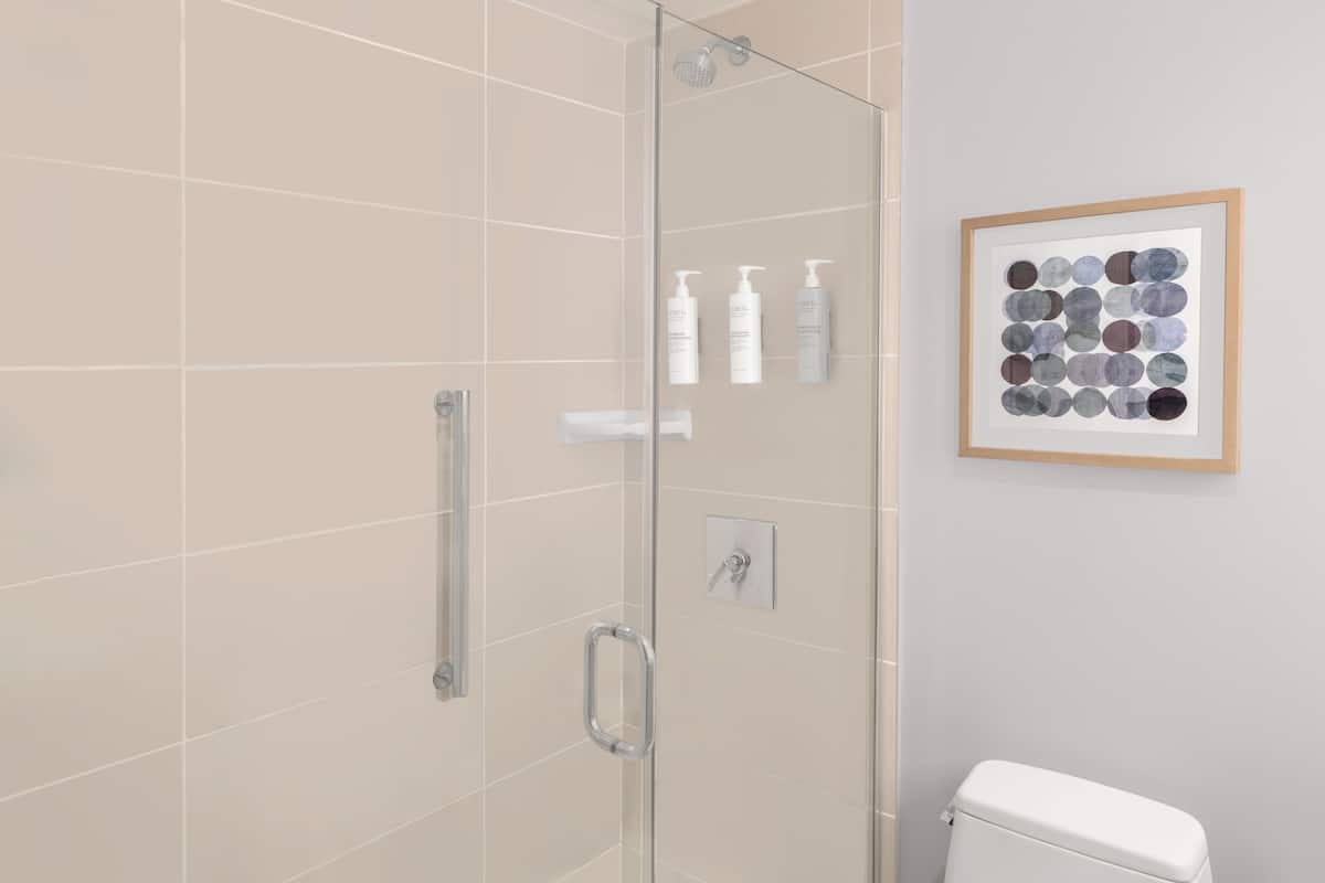 Articles de toilette (gratuits), séchoir à cheveux, serviettes fournies