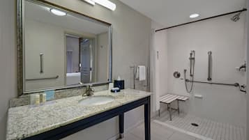 Hair dryer, bathrobes, towels