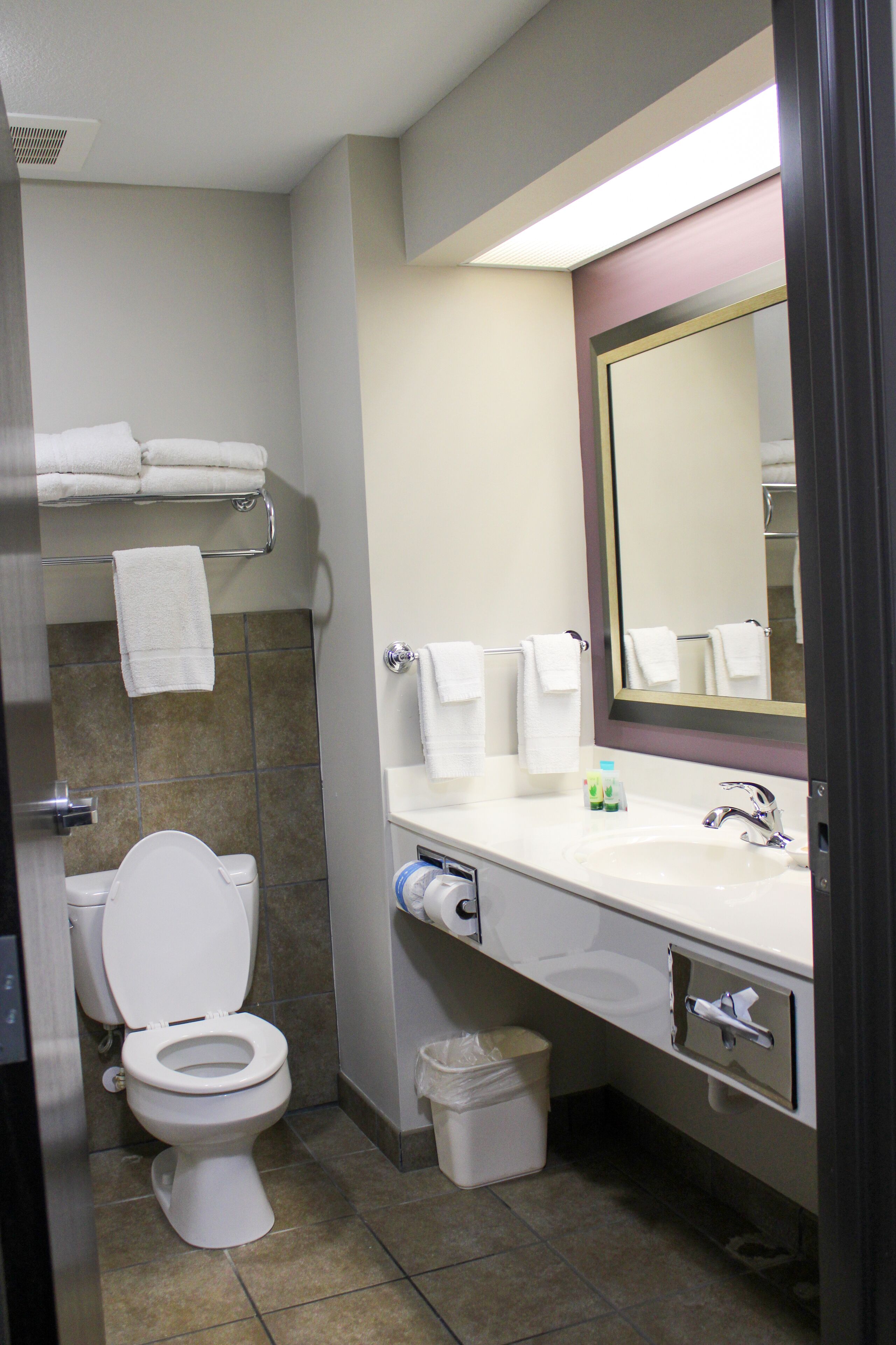 combined shower/bathtub, hydromassage showerhead, free toiletries