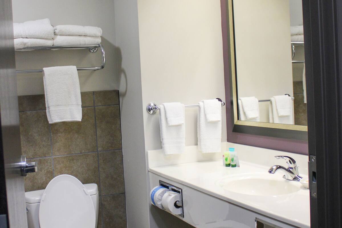 combined shower/bathtub, hydromassage showerhead, free toiletries