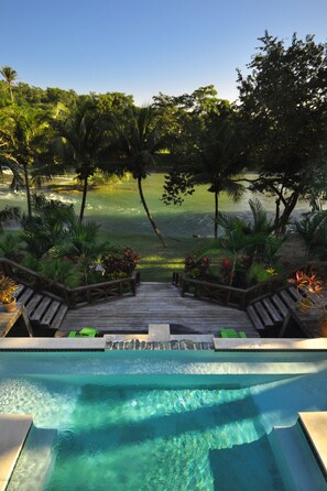Outdoor pool, sun loungers