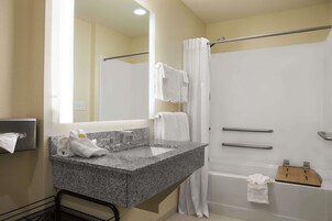 Hair dryer, towels