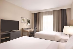 Room, 2 Queen Beds, Non Smoking | Down comforters, desk, laptop workspace, blackout drapes
