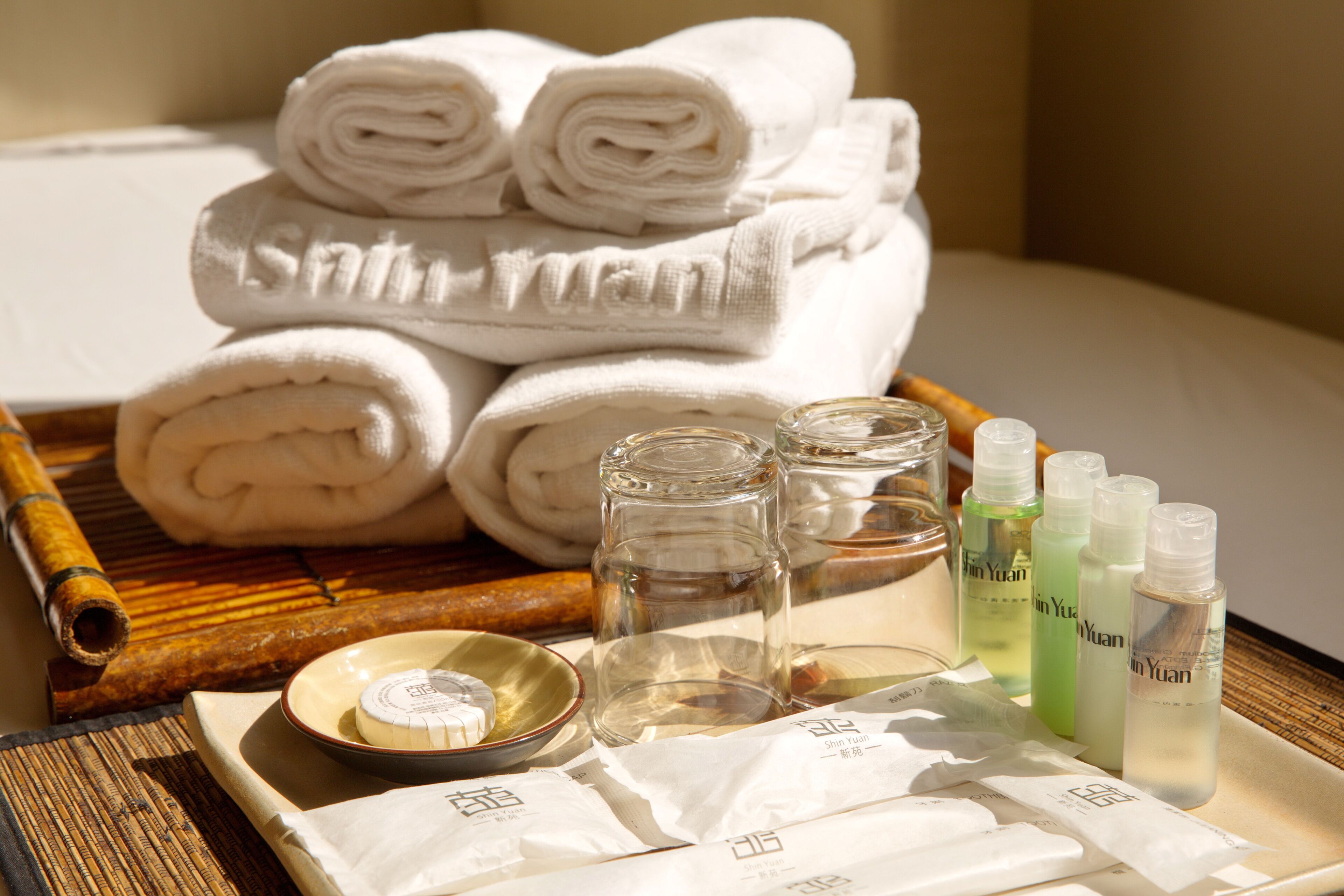 free toiletries, hair dryer, bathrobes, slippers