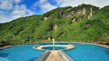 Indoor pool, outdoor pool, open 10:30 AM to 10:30 PM, pool umbrellas