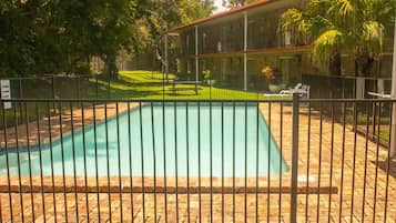 Outdoor pool, sun loungers