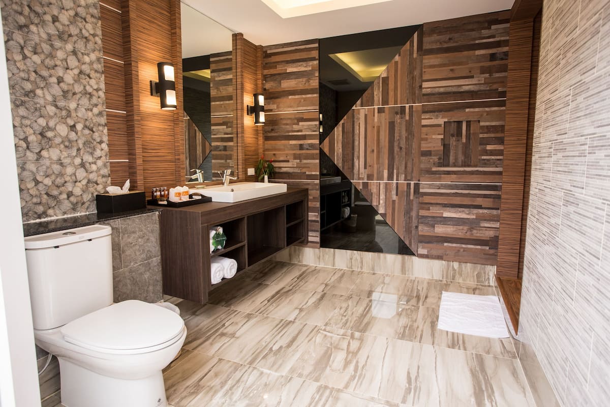 family villa, 4 bedrooms, mountain view, mountainside | bathroom | shower, free toiletries, hair dryer, slippers