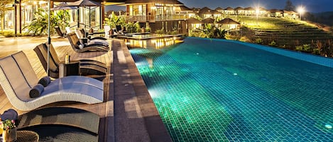 Outdoor pool, open 10:00 AM to 8:00 PM, sun loungers