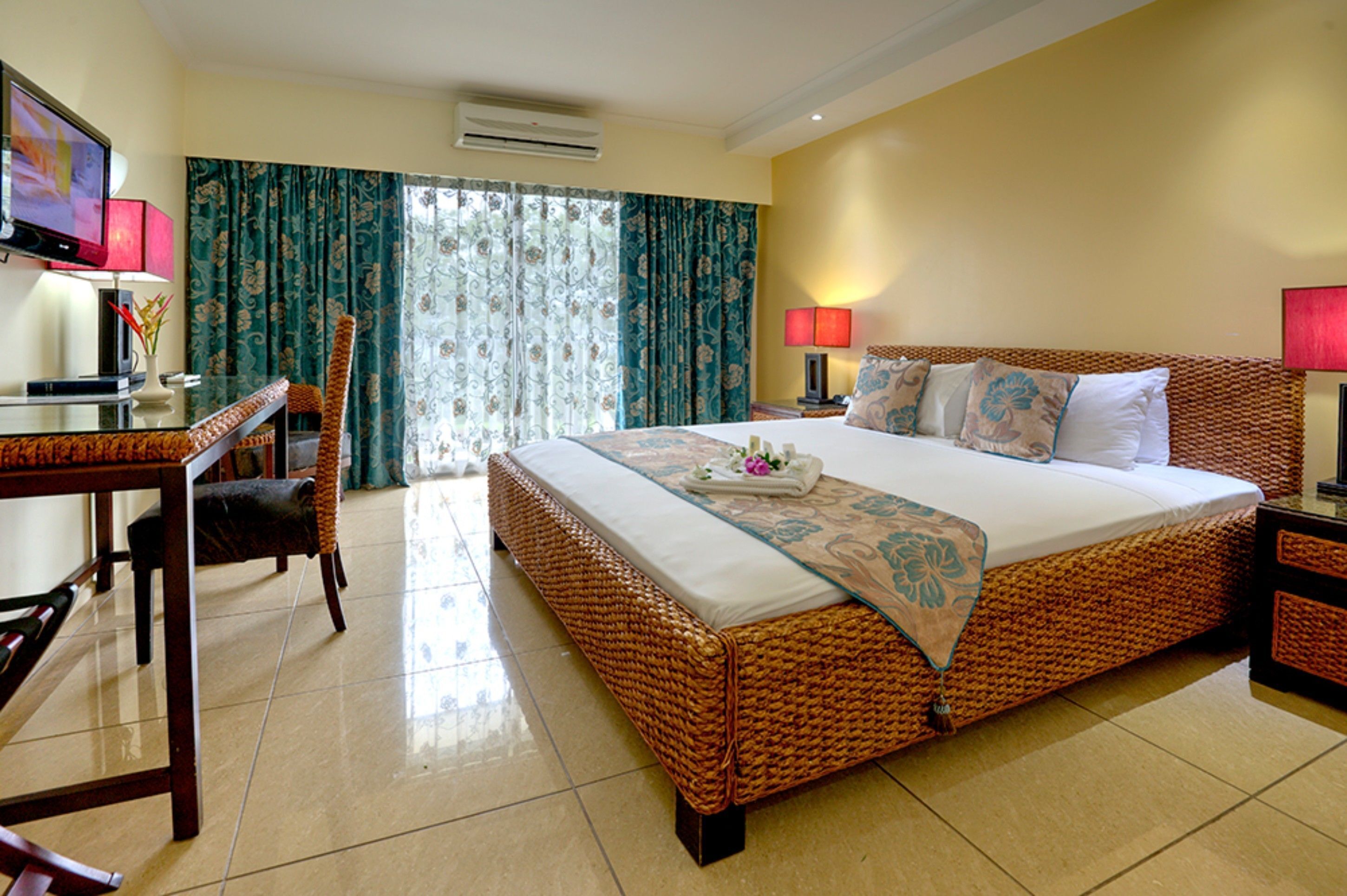 Premium bedding, desk, blackout curtains, iron/ironing board