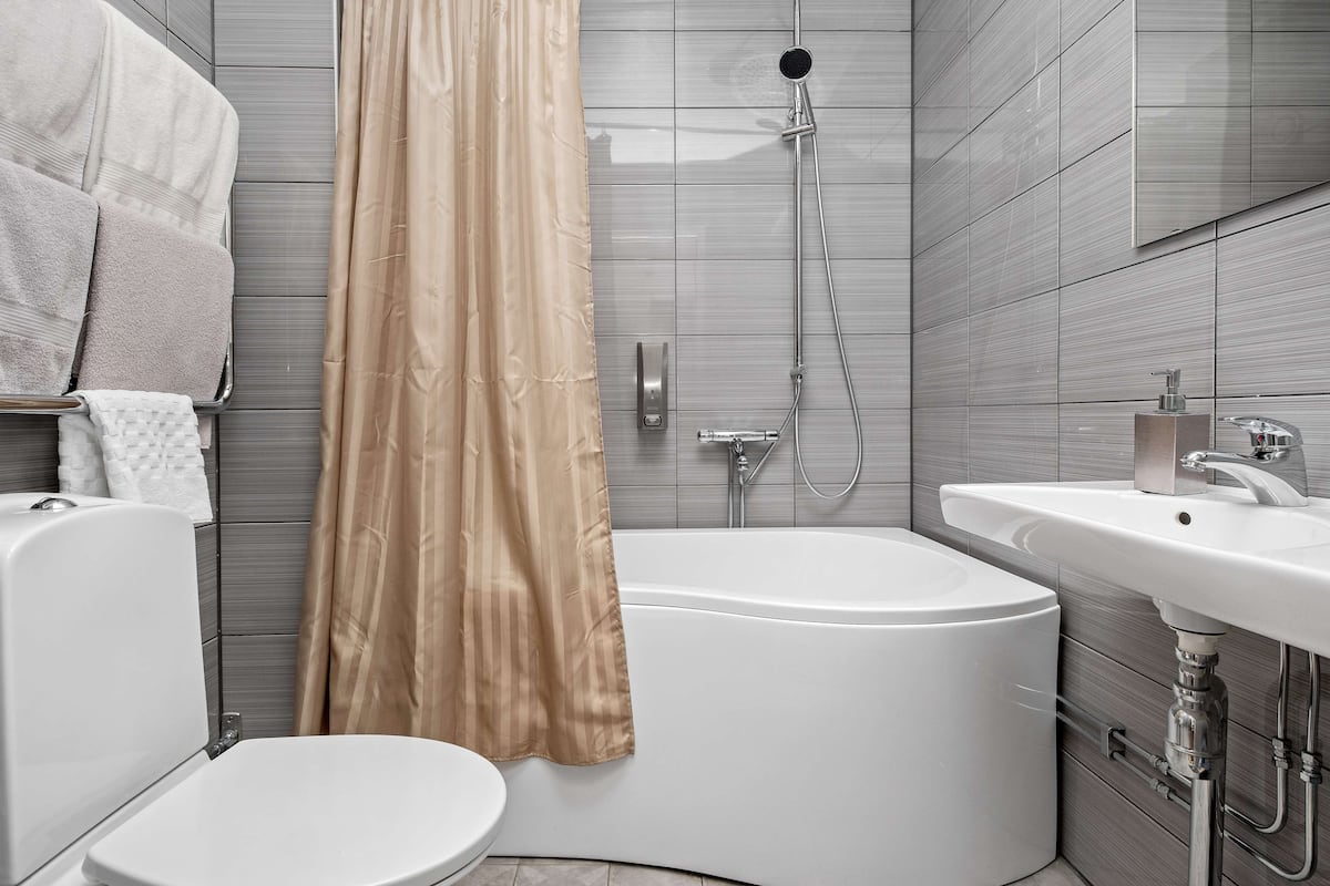 standard room, 1 queen bed, non smoking, bathtub (with sofabed) | bathroom | eco-friendly toiletries, towels