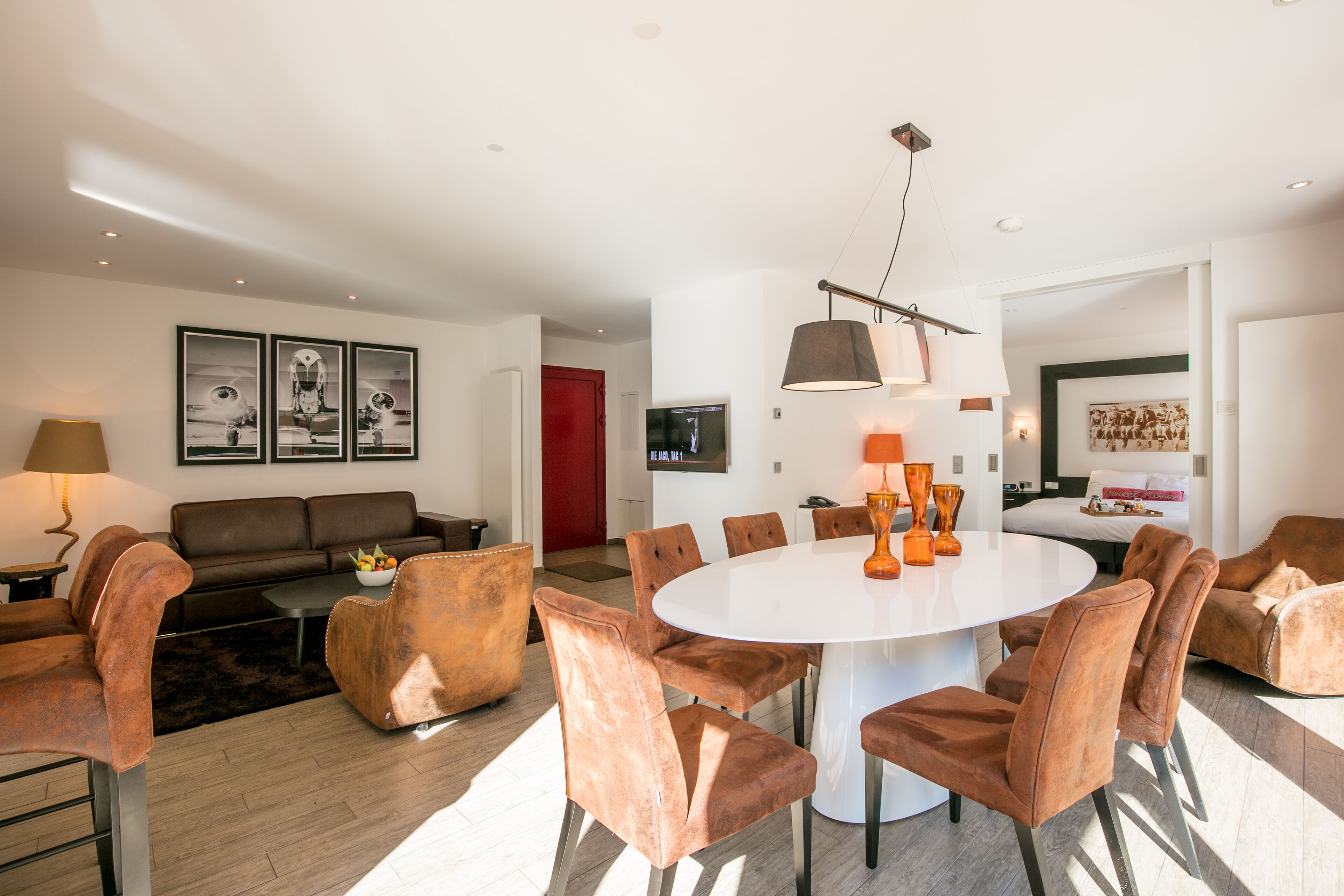 villa with double rain-shower and bubble-bath | living area | 32-inch tv with cable channels