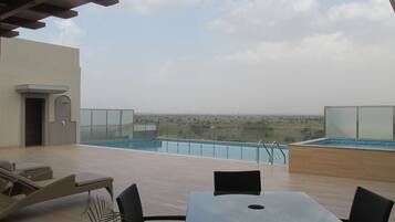 Outdoor pool, pool loungers