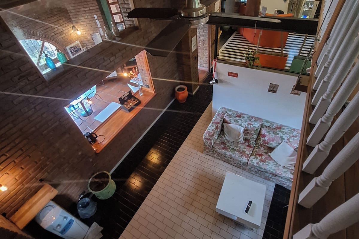 flat-screen tv, table football, books