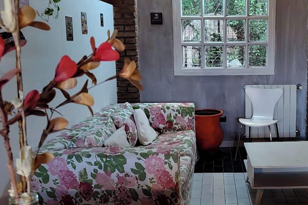 flat-screen tv, table football, books