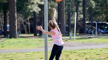 Enjoy a game of hoops in our outdoor basketball court.
