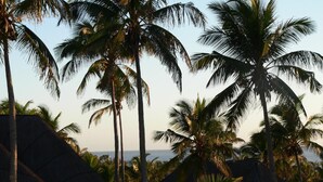 A tropical resort with thatched-roof huts and palm trees. - Blue Moon Beach Holiday Resort (Jangamo)