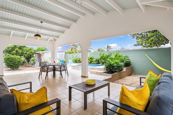 Deluxe Villa, 2 Bedrooms, Garden View, Poolside | Terrace/patio