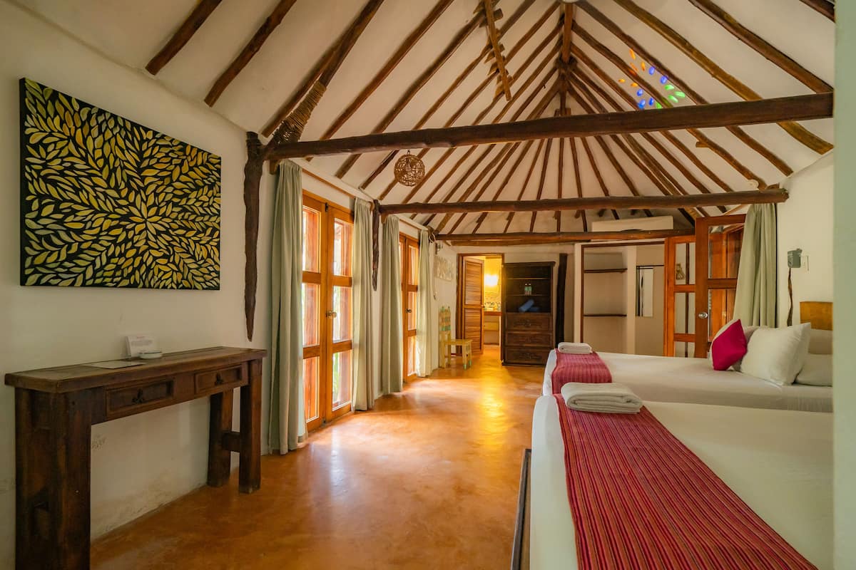 Bungalow, 2 Double Beds | Minibar, in-room safe, bed sheets