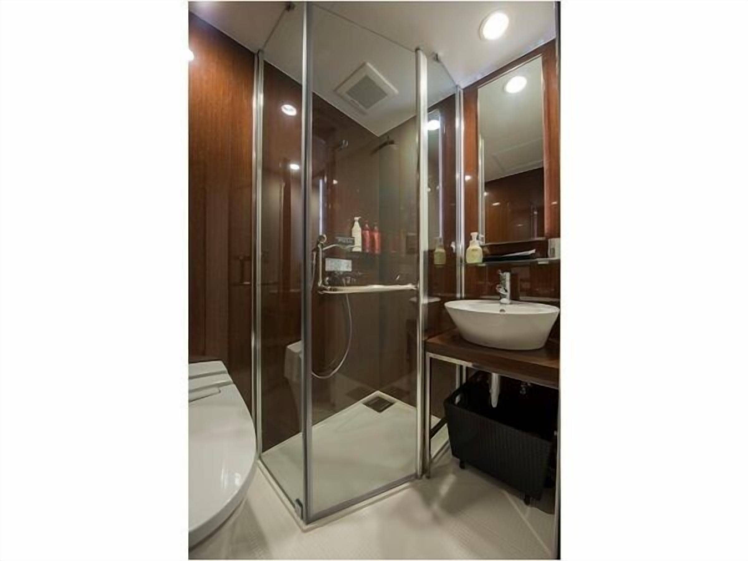 single room, non smoking (shower booth-only) | bathroom | combined shower/bathtub, rainfall showerhead, free toiletries