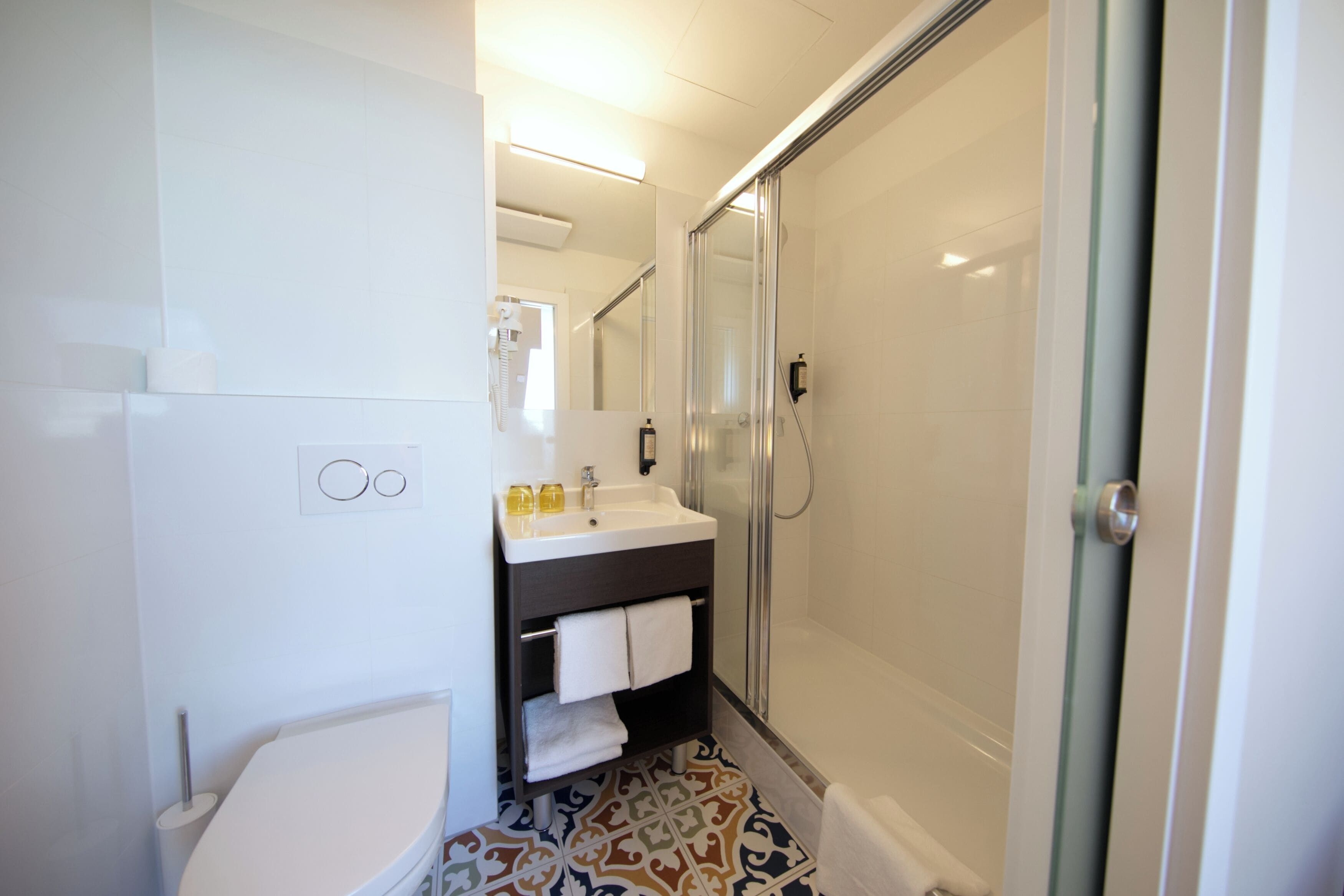 small double room | bathroom | free toiletries, hair dryer, towels, soap