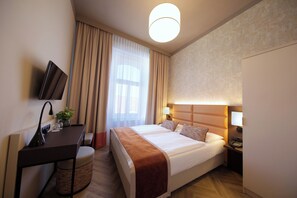 Small Double Room | In-room safe, desk, laptop workspace, blackout curtains