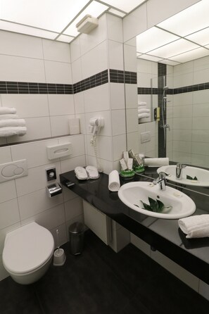 Hair dryer, towels
