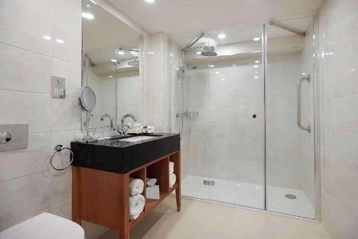 Bathroom | Shower, free toiletries, hair dryer, towels