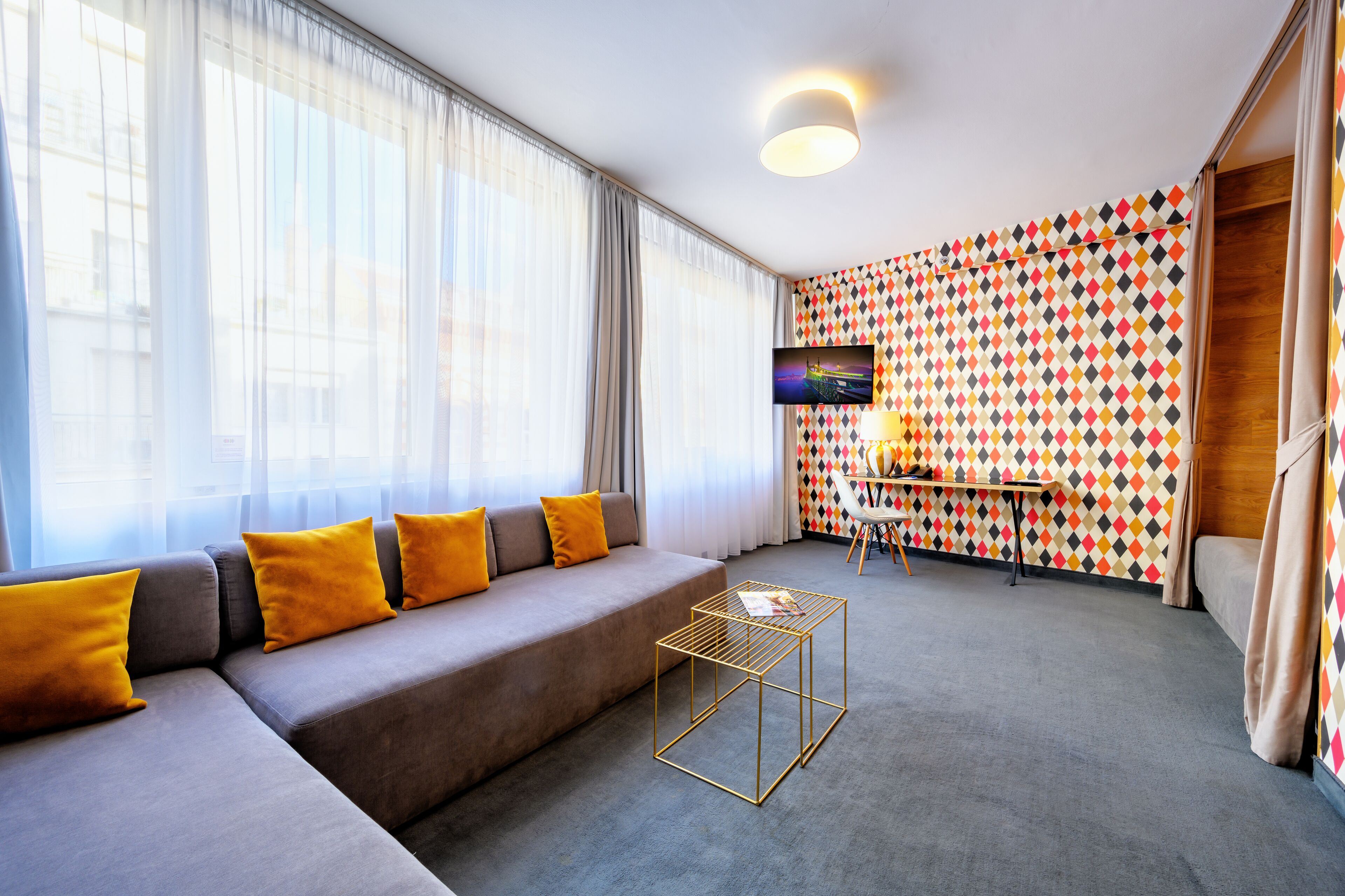 superior double room | in-room safe, desk, laptop workspace, blackout curtains