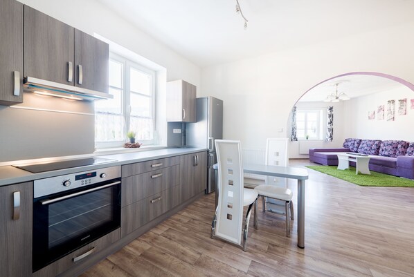 Apartment, Balkon | Eigene Küche | Großer Kühlschrank, Herdplatte, Wasserkocher mit Kaffee-/Teezubehör