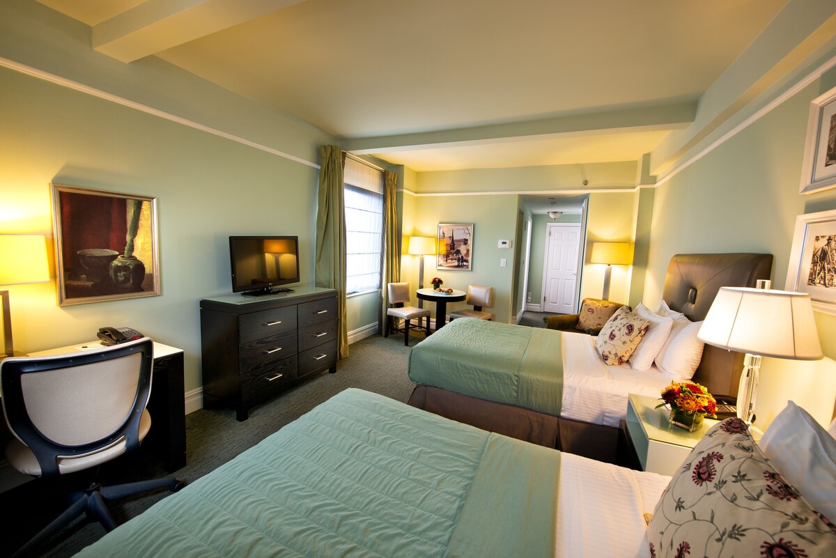 Studio, 2 Double Beds, Corner with City $563 nightly