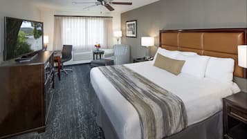 Premium bedding, desk, blackout curtains, iron/ironing board