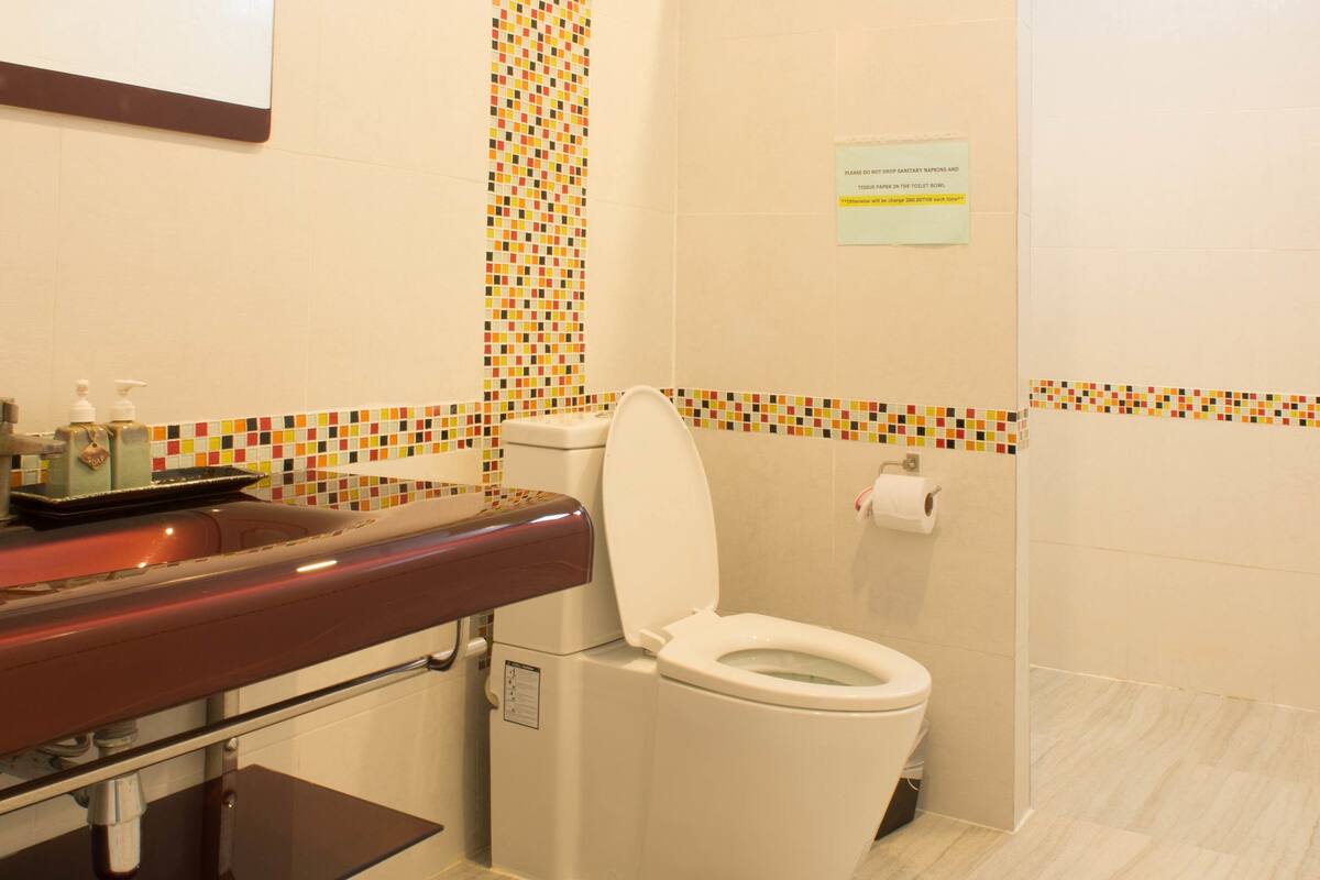 shower, rainfall showerhead, hair dryer, bathrobes