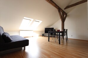 Apartment, Kitchenette (Attic ) | Living area | Flat-screen TV - Apartmánový Dům Centrum (Brno)