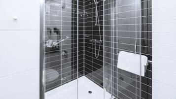 Een douche, gratis toiletartikelen, een haardroger, handdoeken