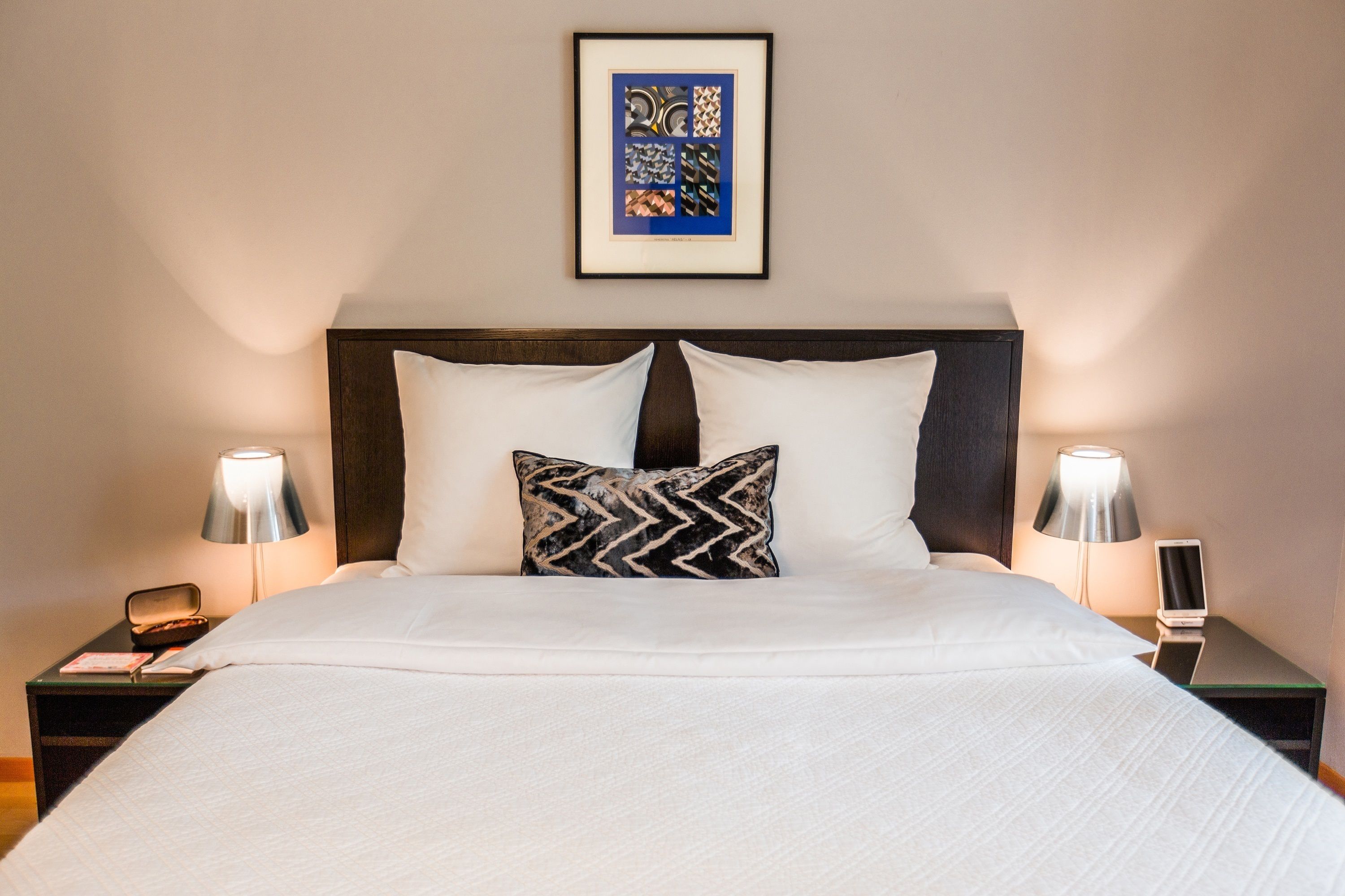 hypo-allergenic bedding, down duvets, minibar, in-room safe