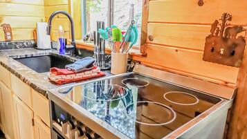 Family Cabin, 2 Bedrooms, Kitchen, Mountainside | Private kitchen | Fridge, microwave, coffee/tea maker