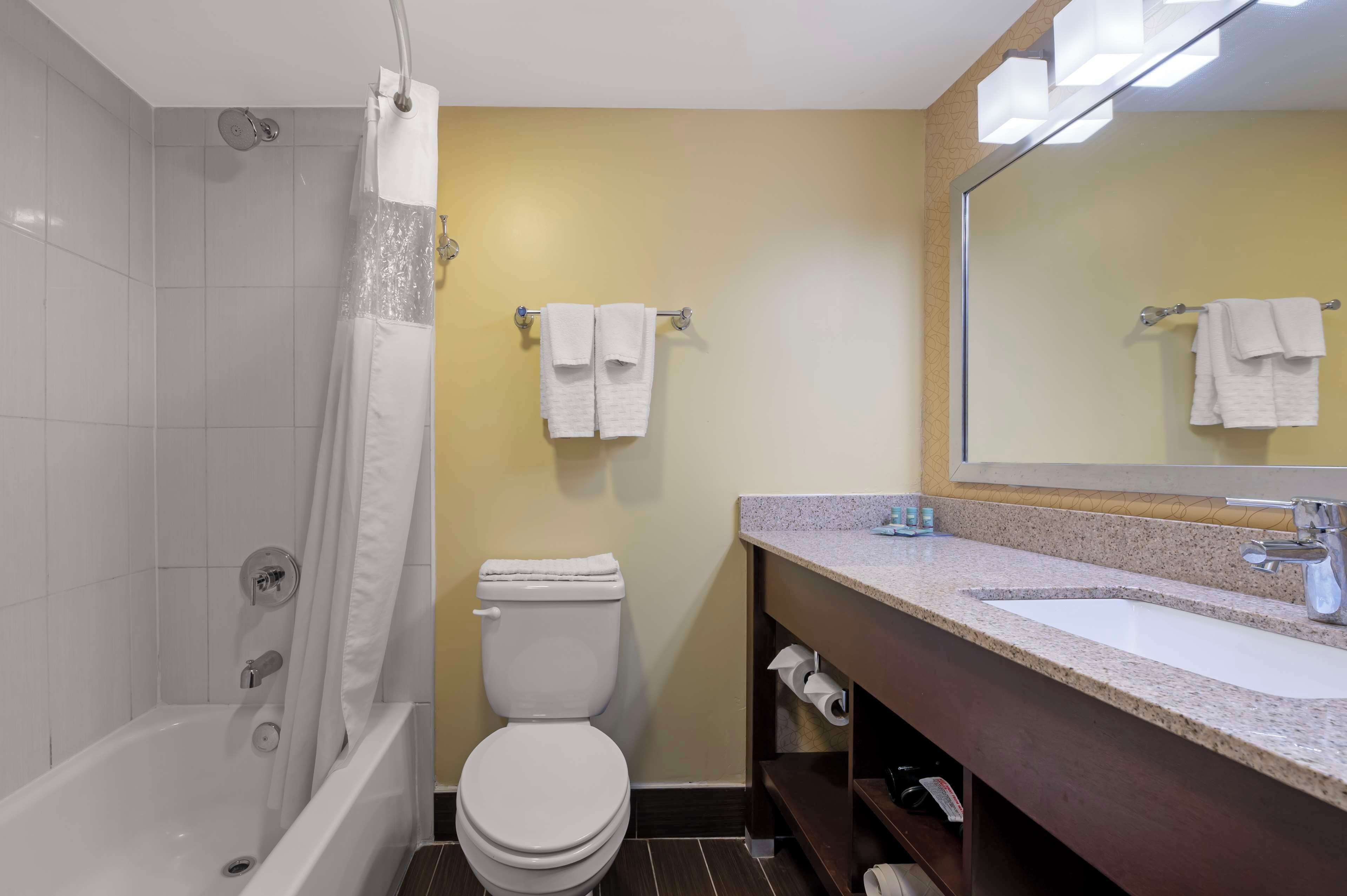 free toiletries, hair dryer, towels