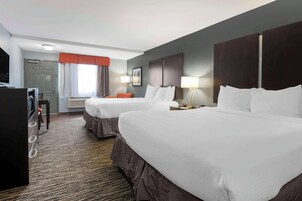 Standard Room, 2 Queen Beds, Non Smoking | Desk, laptop workspace, blackout drapes, iron/ironing board