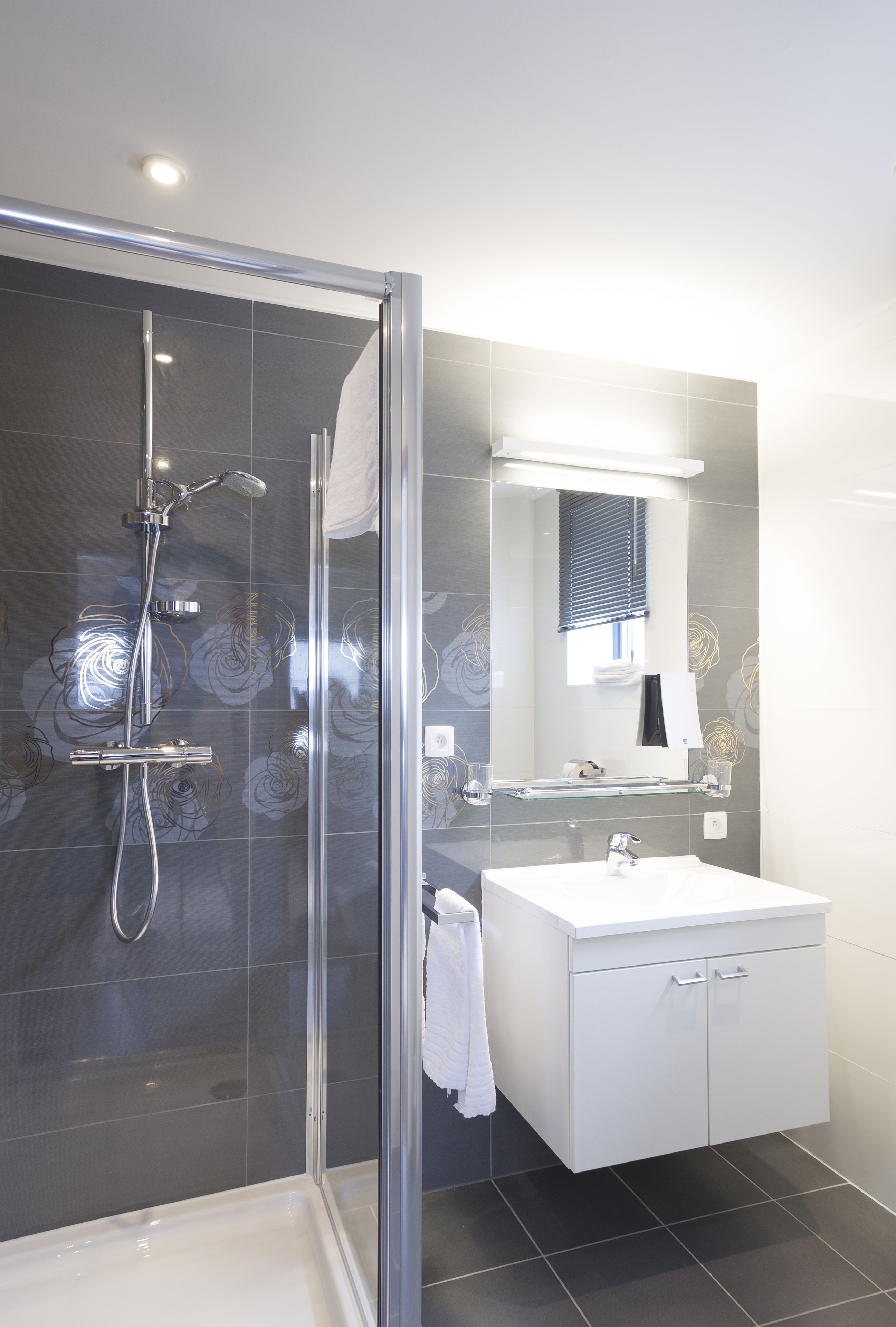 hair dryer, bathrobes, towels