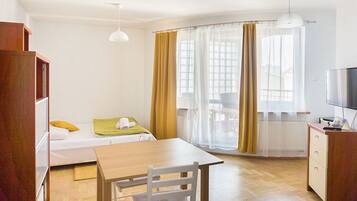 Studio | Individually decorated, individually furnished, blackout drapes