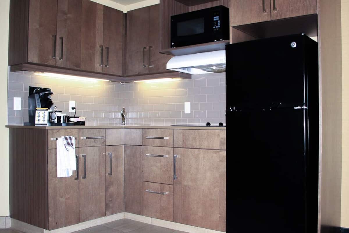 suite, 1 king bed with sofa bed, non smoking, kitchenette (with sofabed) | private kitchen | mini-fridge, microwave, coffee/tea maker