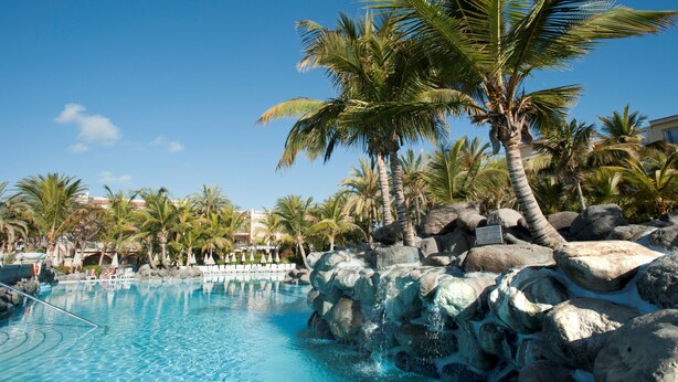 A pool surrounded by palm trees and rocks, with clear blue water and a sunny sky. - Palm Oasis Maspalomas (San Bartolomé de Tirajana)