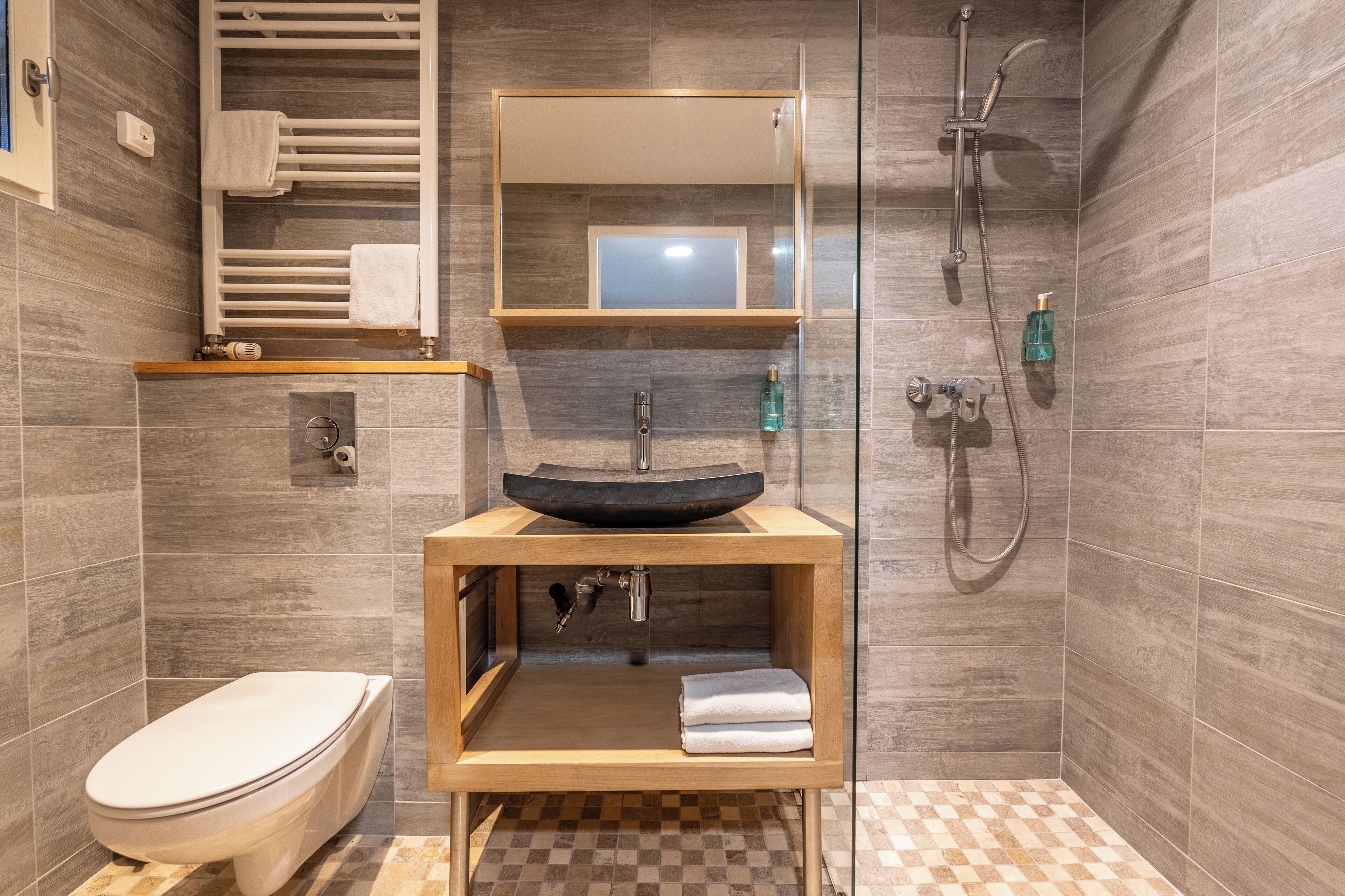 free toiletries, hair dryer, towels