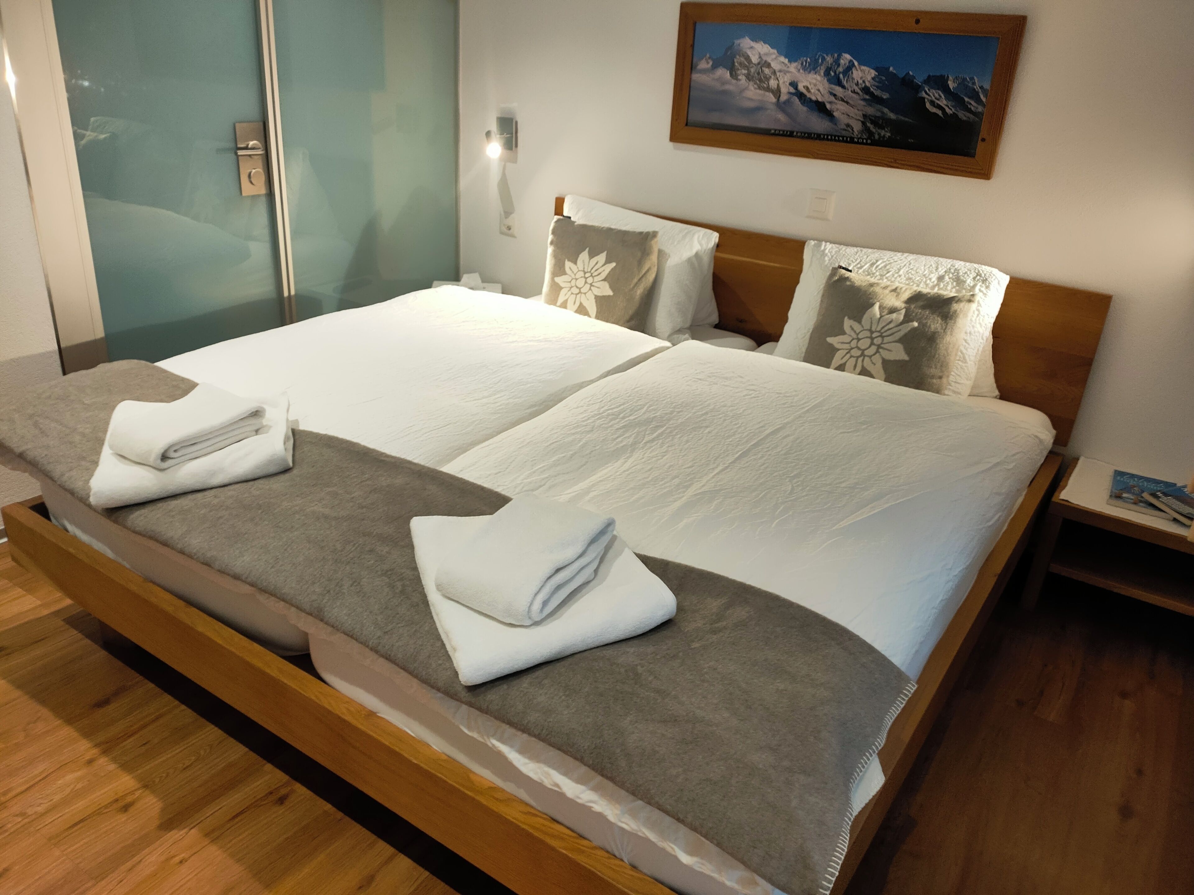 Premium bedding, down comforters, blackout drapes, soundproofing