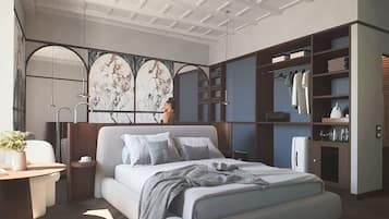 Frigobar, cofres nos quartos, cortinas blackout, quartos à prova de som