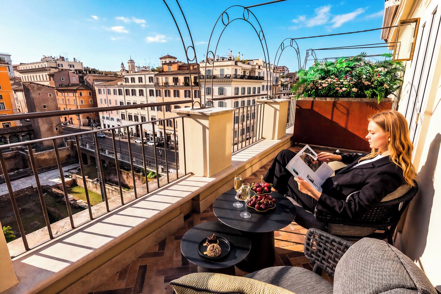 Quarto casal executivo, 1 cama King, sacada, vista para a cidade | Terraço/pátio