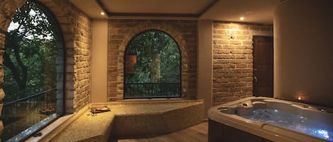 Sauna, spa tub, steam room, Turkish bath, body treatments