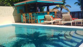 Outdoor pool, sun loungers